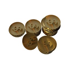Stacks of Golden Dollar Coins – 3D Render, Wealth and Investment Concept Isolated on White