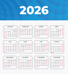 2026 Calendar Template, 2026 wall calendar design abstract template design for 2026 new year, calendar 2026 design