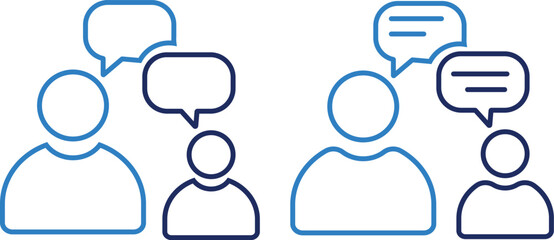 People talking icon set. Conversation and chat icon, chat or talk speech bubble icon
