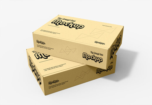 Kraft Cardboard Packaging Box PSD Mockup for Product Branding
