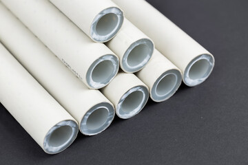 polypropylene pipes. pvc pipes for soldering close up