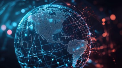 Obraz premium Global network connecting world data and digital communication