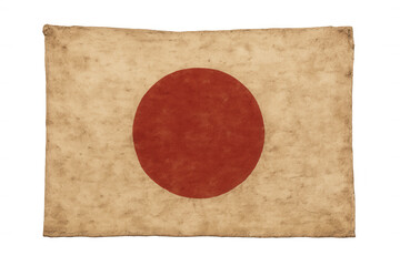 Japan flag parchment texture creating a vintage look, representing japanese national identity and rich cultural history