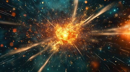 Cosmic explosion event generating abstract energy particles in space