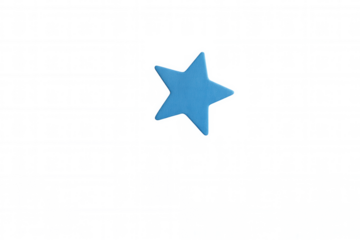 Blue star shape representing quality, favorite, success, or rating, isolated on a transparent background