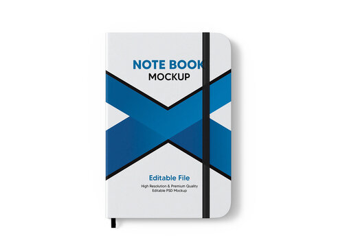 Modern Hardcover Notebook PSD Mockup with Elastic Band