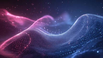 Digital data stream flowing in abstract wave pattern