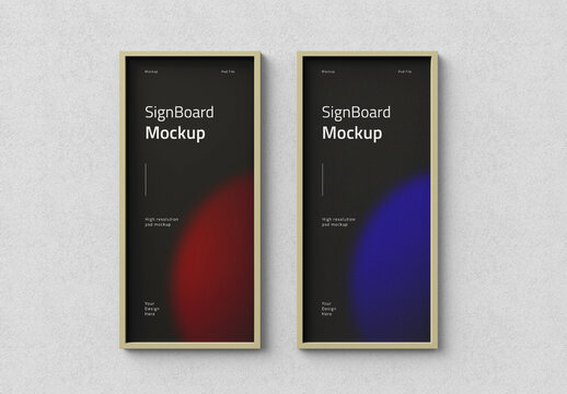 Vertical Framed Advertising Sign Board Mockup