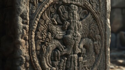 Carved stone relief, ancient design