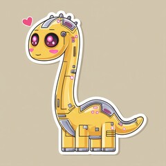 
Blushing shy pastel yellow Brachiosaurus sticker, representing a cute and lovable fusion of technology and a prehistoric animal