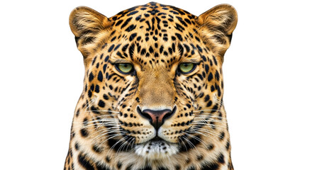 Isolated Jaguar Face Close-Up, Wild Animal Portrait, Big Cat with Spot Pattern, Predator Stare