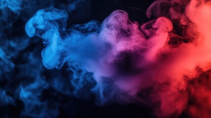 Fototapeta premium Colorful smoke mixing in blue and red light