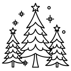 Christmas Tree Line Art Vector