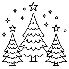 Obraz premium Christmas Tree Line Art Vector