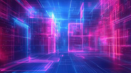 Fototapeta premium Digital cyberspace network structure creating virtual reality environment