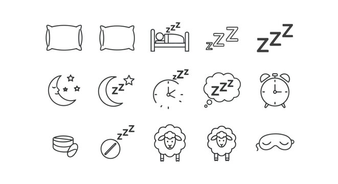 Collection of sleeprelated icons for web design