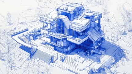 Modern house blueprint architecture design engineering concept