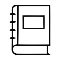Outline of a closed book with a blank rectangular label on its cover. With a book, knowledge, education, Vector illustration. 