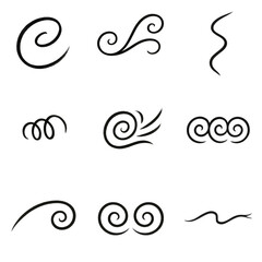 Decorative hand-drawn swirls and curls in black on white background  