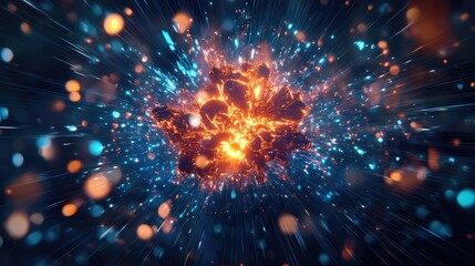 Naklejka premium Cosmic explosion creating radiating light and energy particles