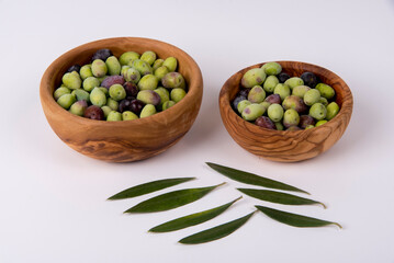 Harvest Harmony: Olives in Wooden Bowls Still Life