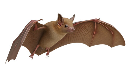 Isolated bat with spread wings on display for educational purposes or design materials