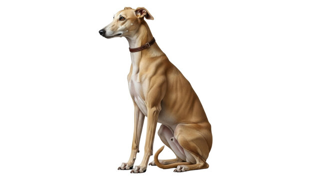 Isolated Italian Greyhound looking forward, sitting attentively, a fine art study image