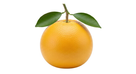 Isolated fresh grapefruit with leaves, healthy citrus fruit, tasty fruit, vibrant color