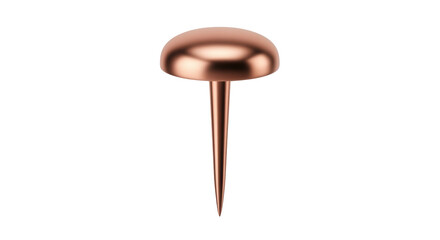 Isolated copper decorative nail with dome head, upholstery tack, furniture, and crafts