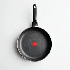 A close-up, top-down view of a modern frying pan, perfect for cooking delicious meals. The pan's non-stick surface promises effortless food release and easy cleanup