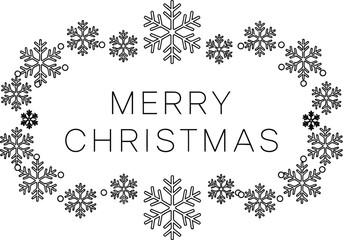 Merry christmas greeting card with snowflake border design