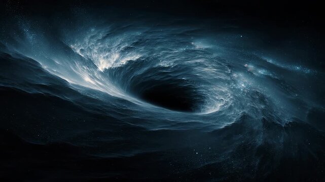 A black hole swirling form devours light, space, and stars, creating ripples in the universe. This celestial black hole is a science marvel, revealing the galaxy power, the cosmos secrets.