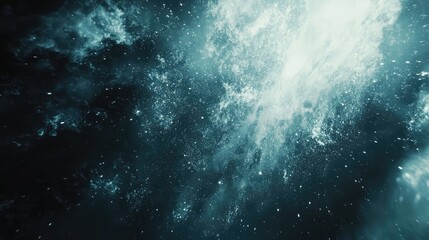 Fototapeta premium Expanding cosmic nebula with sparkling stars and dark space