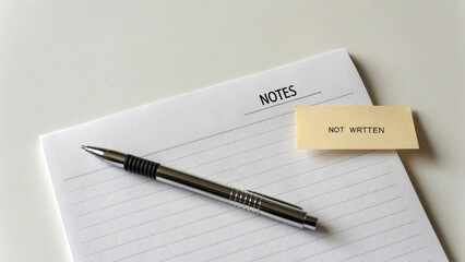 Pen on lined paper with notes ready for writing