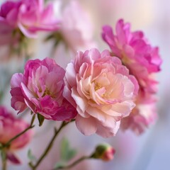Ethereal Spray of Bicolor Roses in Delicate Hues of Pink and Creamy Peach.