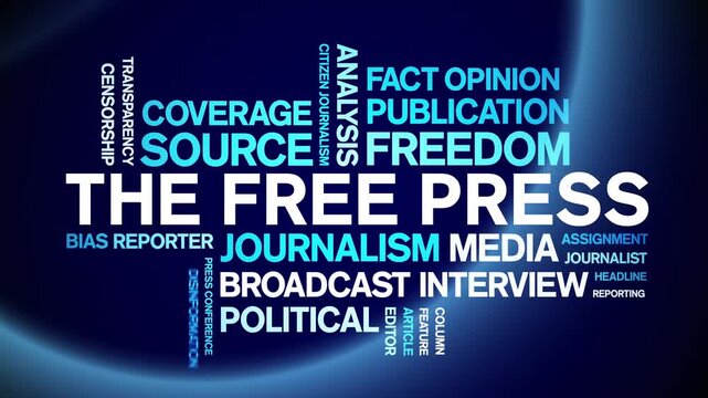 The Free Press animated word cloud-text design animation tag kinetic typography seamless loop.