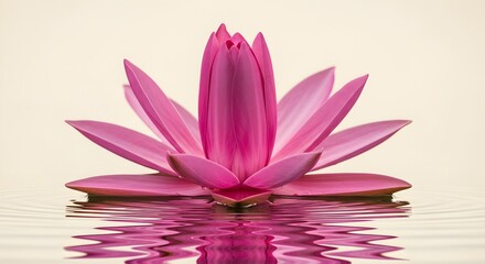 Serene Pink Lotus Blossom Floating on Water.
