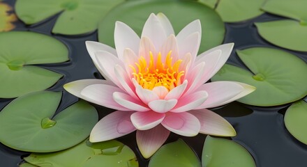 Beautiful Pink Water Lily Flower in a Pond.