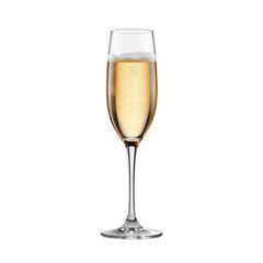 Elegant Glass of Champagne with Bubbles and Golden Liquid PNG Isolated on Transparent Background

