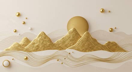 golden dunes landscape with rising sun — minimalist luxury abstract background
