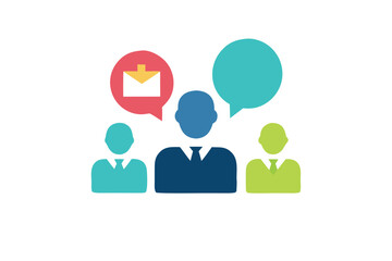 Communication and Collaboration in Professional Settings with Email and Conversation Symbols