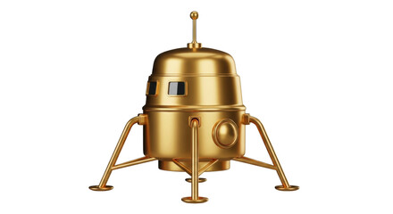 Isolated Gold-Colored Lunar Module, a 3D Rendering of a Vintage Spacecraft on Isolated Backdrop © Radovan