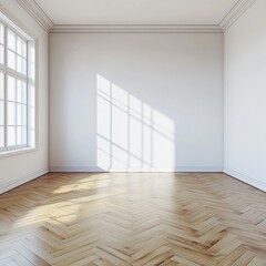 Obraz premium Empty room with sunlight and parquet floor (1)