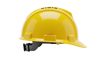 Isolated hard hat for construction safety headgear, yellow protective equipment accessory