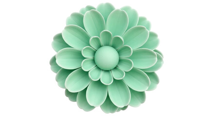 Isolated pastel green chrysanthemum flower, geometric arrangement of petals, floral pattern