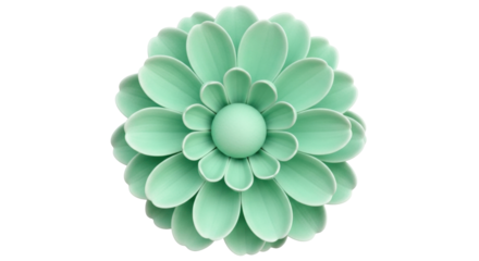 Isolated pastel green chrysanthemum flower, geometric arrangement of petals, floral pattern