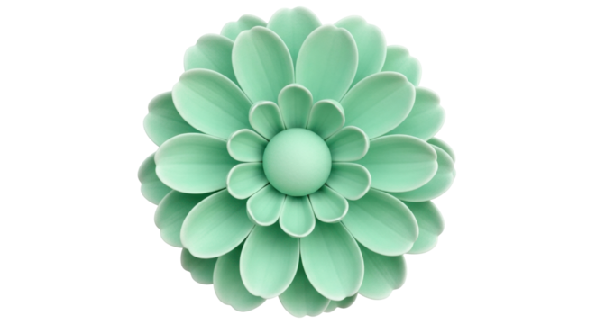 Isolated pastel green chrysanthemum flower, geometric arrangement of petals, floral pattern