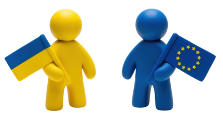 Isolated concept of support between Ukraine and the European Union, peace and diplomacy