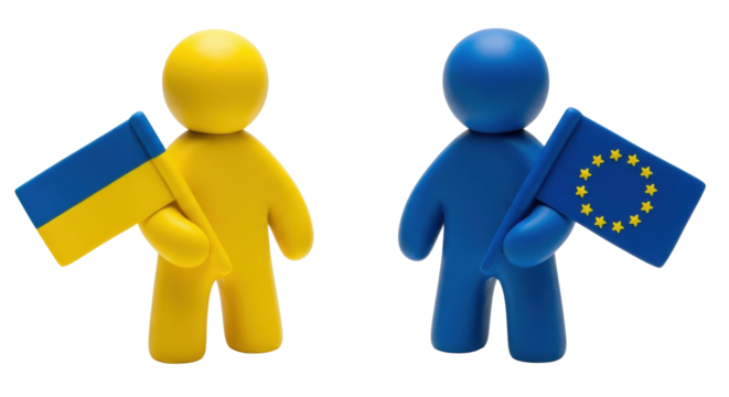 Isolated concept of support between Ukraine and the European Union, peace and diplomacy