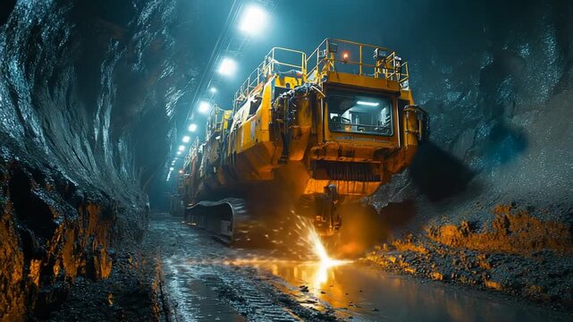Tunnel Boring Machine in Action - A Glimpse into Underground Construction.